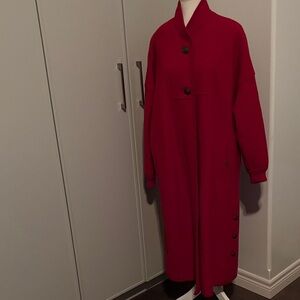 Vintage Geiger Wool Women's Red Long Coat